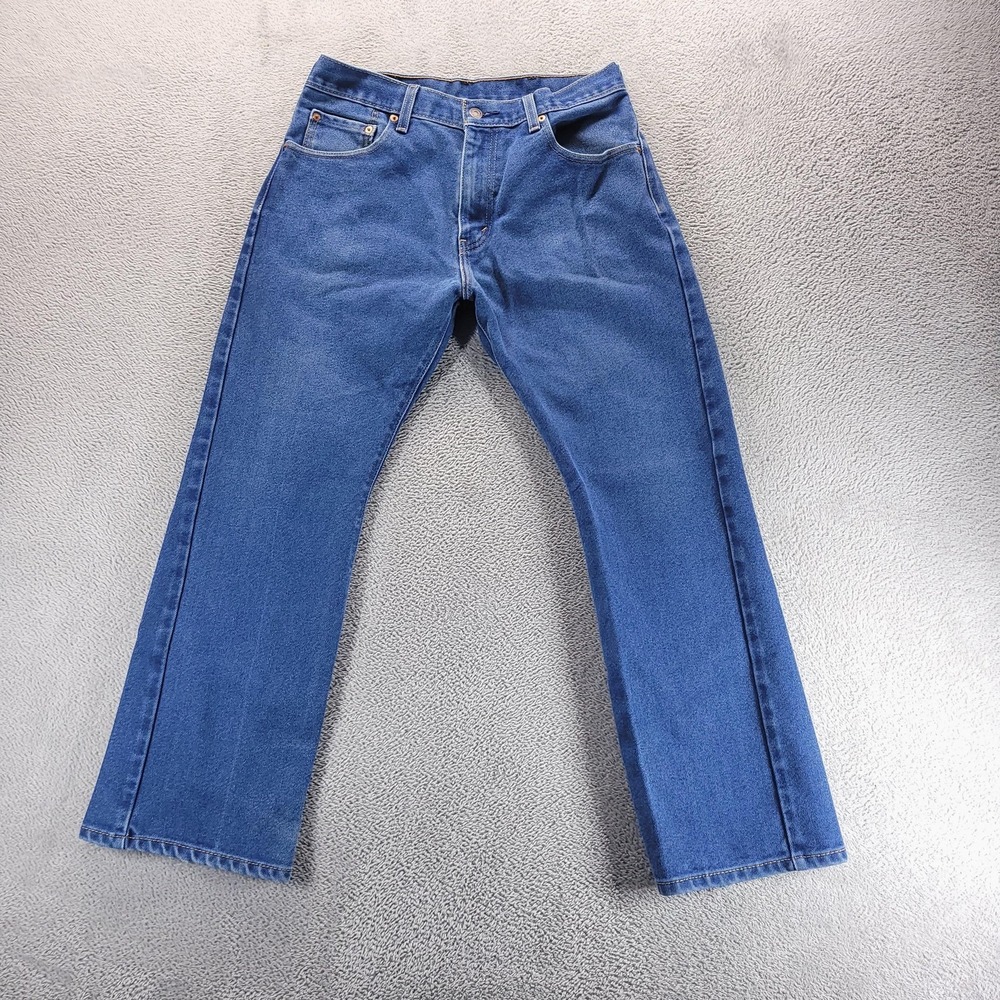 Levis 517 Jeans Mens 33x30 Blue Slim Bootcut Medium Wash Distressed Stretch